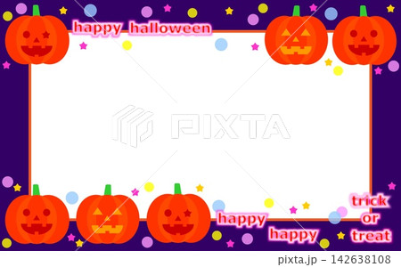ハロウィーン　halloween　フレーム　ジャック・オー・ランタン　かぼちゃ　ホワイトスペース 142638108