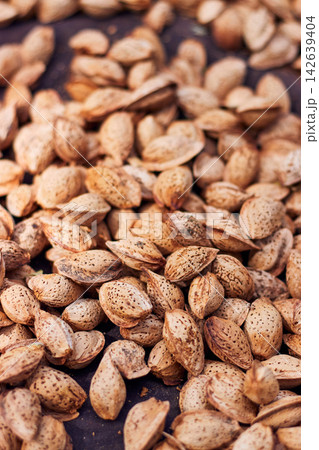 Fruit harvested on a farm, piled up and displayed for distribution and sale. Natural Chilean fruit. 142639404
