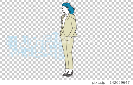 一幅職業婦女眺望未來的站立插畫。 一幅職業婦女眺望未來的站立插畫。 142639647