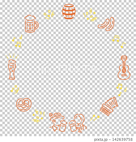 Cheers with a German beer in hand! Oktoberfest frame material / cheerful orange color Cheers with a German beer in hand! Oktoberfest frame material / cheerful orange color 142639758