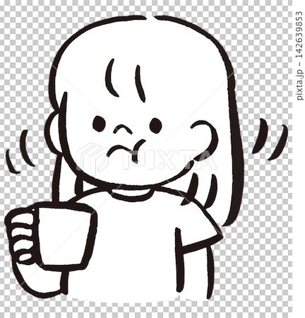Illustration of a girl gargling with a cup | Children's oral hygiene, health, and hygiene habits 142639853