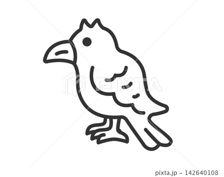 カラスのアイコン（線画）のイラスト 142640108
