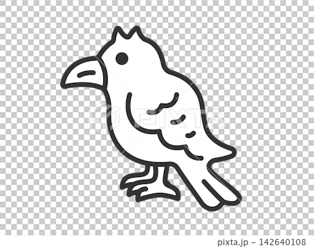 カラスのアイコン（線画）のイラスト 142640108