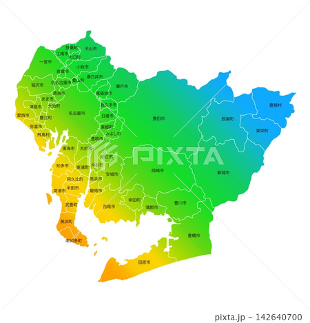 愛知県と市町村の地図 142640700