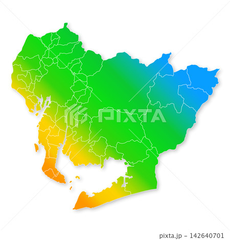 愛知県と市町村の地図 愛知県と市町村の地図 142640701