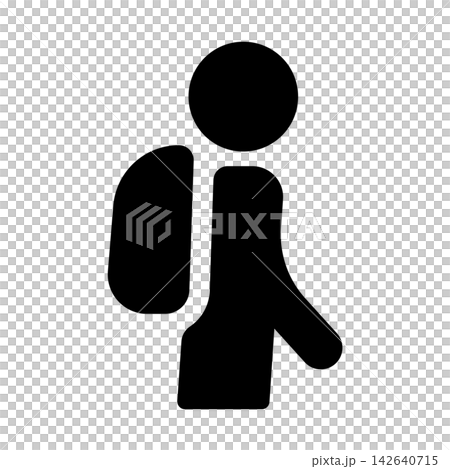A person icon wearing a backpack, representing a traveler or mountain climber. A person icon wearing a backpack, representing a traveler or mountain climber. 142640715