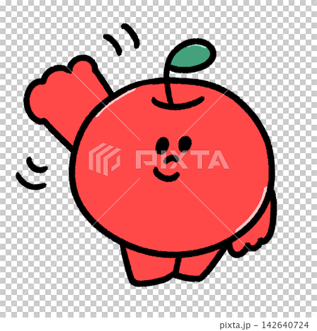 A cute apple character illustration waving its hand. A cute apple character illustration waving its hand. 142640724
