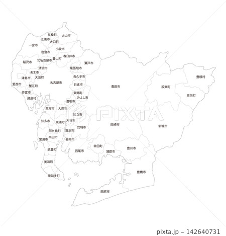 愛知県と市町村の地図 142640731