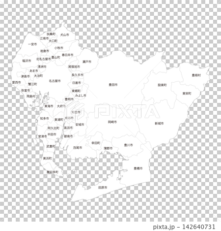 愛知県と市町村の地図 142640731