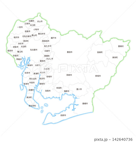 愛知県と市町村の地図 142640736