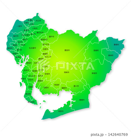 愛知県と市町村の地図 142640769