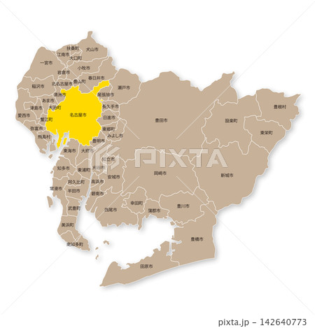 愛知県と名古屋市の地図 142640773