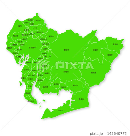 愛知県と市町村の地図 愛知県と市町村の地図 142640775