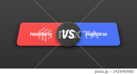 Versus Black Banner, Vector Illustration. Red vs Blue Fighter Comparison Label for Game Stream Overlay. Battle Screen, Tournament Match. Esports Design, Competition Concept. Horizontal Background Versus Black Banner, Vector Illustration. Red vs Blue Fighter Comparison Label for Game Stream Overlay. Battle Screen, Tournament Match. Esports Design, Competition Concept. Horizontal Background 142640998