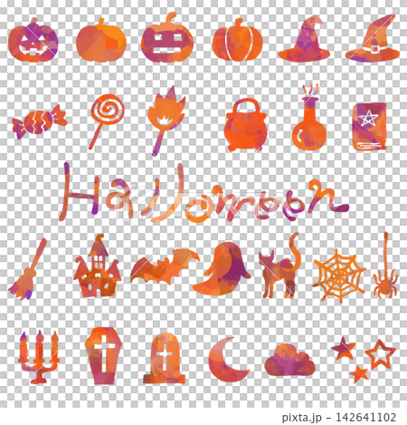 A set of hand-drawn style Halloween-themed illustration materials. 142641102