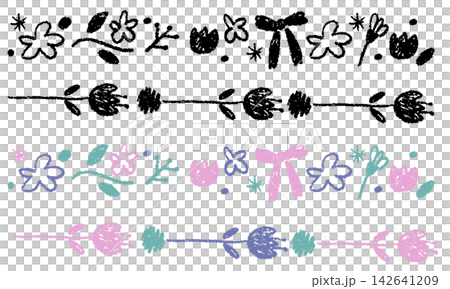 A set of hand-drawn flower illustrations in monochrome and color with borders. A set of hand-drawn flower illustrations in monochrome and color with borders. 142641209