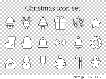 Simple Christmas Icon Set: Santa, Reindeer, Christmas Tree - Simple Winter Pictograms Simple Christmas Icon Set: Santa, Reindeer, Christmas Tree - Simple Winter Pictograms 142644126
