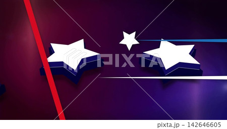 Displaying three five-pointed stars with white tops and navy bases in studio background, red stripe 142646605