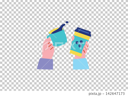 一手拿著一杯咖啡的插圖 一手拿著一杯咖啡的插圖 142647173