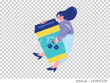一位熱愛咖啡的女士的插圖 一位熱愛咖啡的女士的插圖 142647234