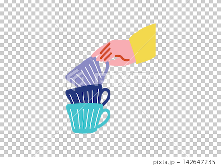 Illustration of a hand holding a coffee cup Illustration of a hand holding a coffee cup 142647235
