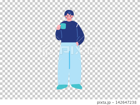一個男人喝咖啡的插圖 一個男人喝咖啡的插圖 142647238