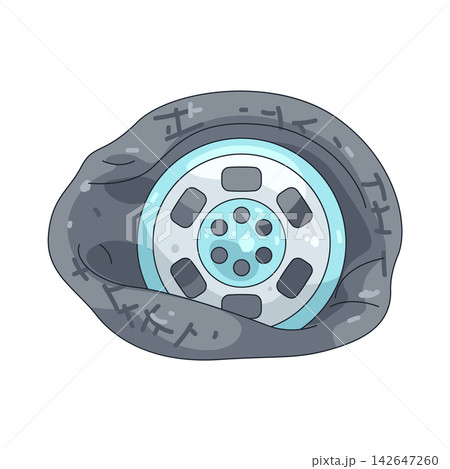 Illustration of blown out tire Illustration of blown out tire 142647260