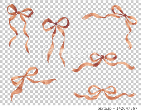 A cute ribbon illustration painted in watercolor. A cute ribbon illustration painted in watercolor. 142647567