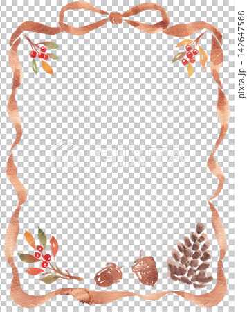 Natural autumn frame painted in watercolor Natural autumn frame painted in watercolor 142647568