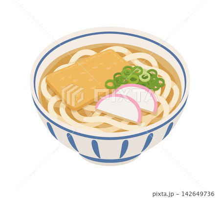 温かいうどん,フラットイラスト 温かいうどん,フラットイラスト 142649736