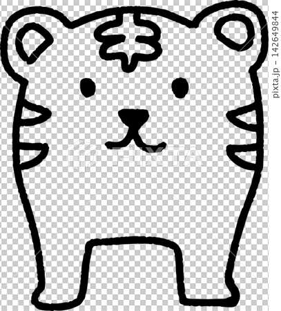 可愛又輕鬆的線條藝術風格老虎插畫 142649844