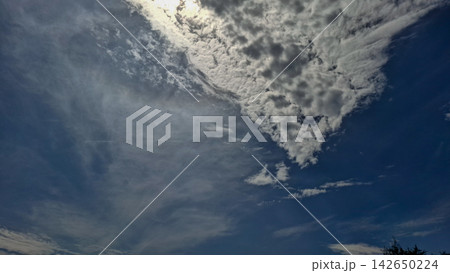Dramatic White Clouds Formation on Deep Blue Daytime Sky 142650224