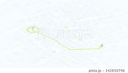 Simple Green Route Path Between Two Points on Minimalist Map 142650746