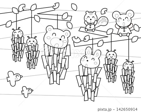 ミノムシと動物たちの塗り絵 ミノムシと動物たちの塗り絵 142650914