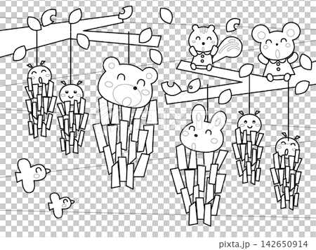 ミノムシと動物たちの塗り絵 ミノムシと動物たちの塗り絵 142650914