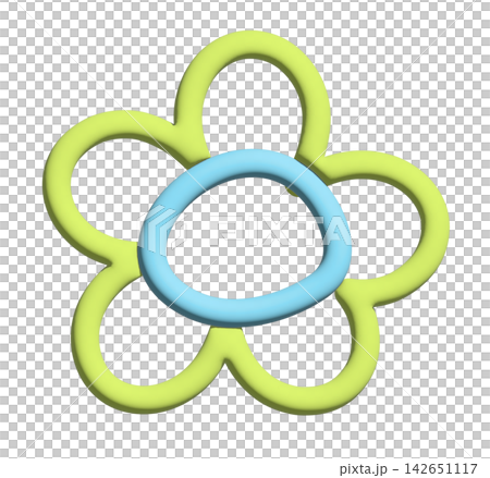 3D green and blue flower outline for embossed plants, tree, floral print, nature, garden, spring time, summer vibes, blossom, blooming, outdoors, home, house, yard, picnic, shirt print, pin, brooch 142651117
