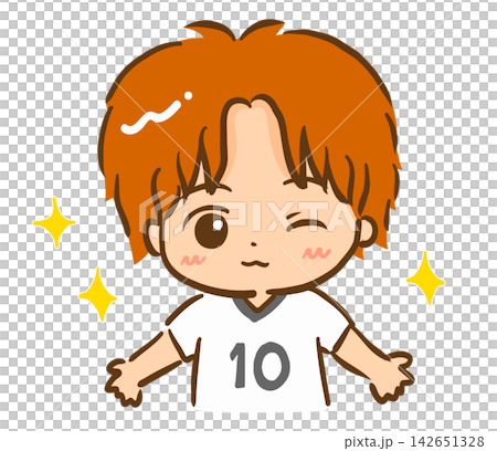 足球員眨眼插圖,透明背景 / 球衣號碼 10 足球員眨眼插圖,透明背景 / 球衣號碼 10 142651328