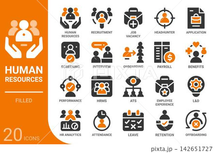human resources filled glyph icon set,20 vector icons human resources filled glyph icon set,20 vector icons 142651727