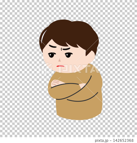 一幅描繪男子麵露懷疑神色的插圖。 一幅描繪男子麵露懷疑神色的插圖。 142652368