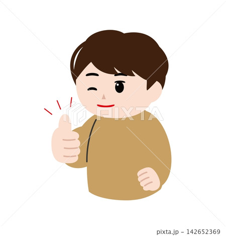 親指を立てていいねポーズをする男性のイラスト 142652369
