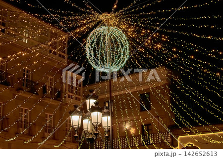 Millions of LED lights shining in the famous Christmas celebration through the streets of Vigo 142652613