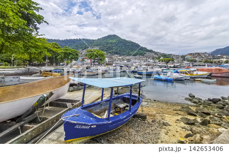 Panorama of tropical port pier in Angra dos Reis Brazil. Panorama of tropical port pier in Angra dos Reis Brazil. 142653406