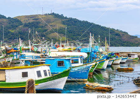 Panorama of tropical port pier in Angra dos Reis Brazil. Panorama of tropical port pier in Angra dos Reis Brazil. 142653447