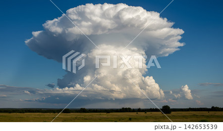 空にそびえる積乱雲の力強さ 空にそびえる積乱雲の力強さ 142653539
