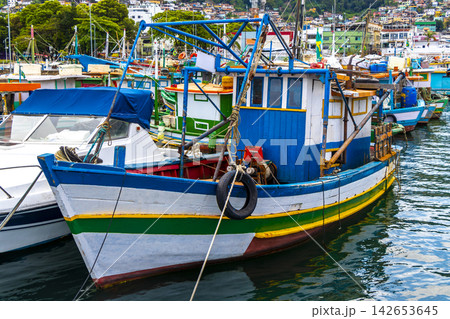 Panorama of tropical port pier in Angra dos Reis Brazil. 142653645