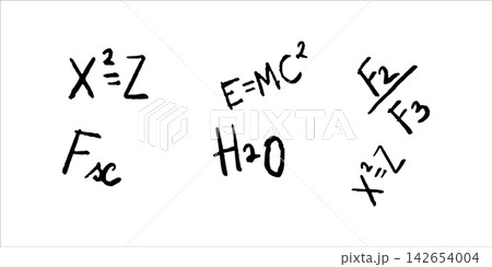 Scientific Formulas in Hand Drawn Doodle Style for Back to school design 142654004