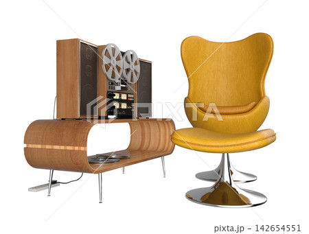 3D Retro egg chair furniture set with sound system 142654551
