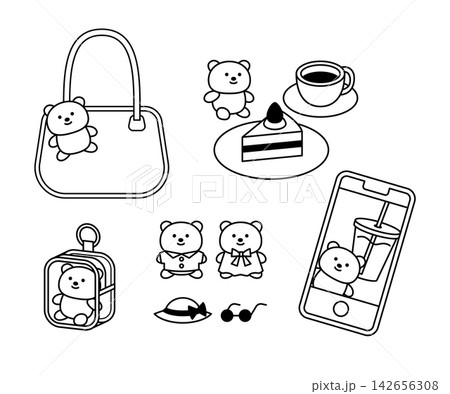 ぬい活のシンプルなイラスト素材 ぬい活のシンプルなイラスト素材 142656308