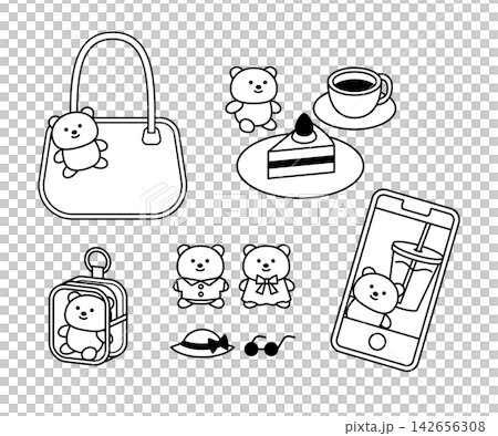 ぬい活のシンプルなイラスト素材 ぬい活のシンプルなイラスト素材 142656308