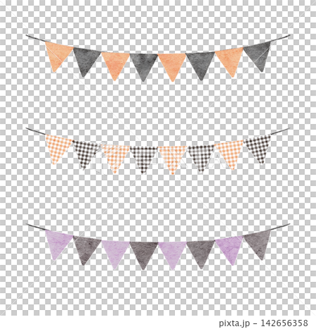 Colorful Halloween-colored garland Colorful Halloween-colored garland 142656358